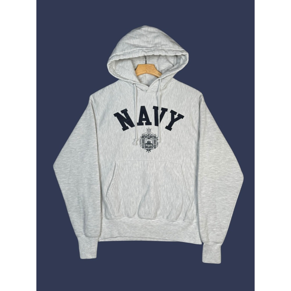 NAVY SEALS Champion Reverse Weave Warmup Hoodie Mens Small Gray Pullover